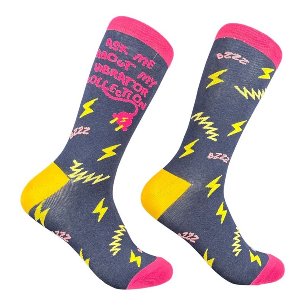 Ask Me About My Vibrator Collection Socks Funny Footwear For Ladies